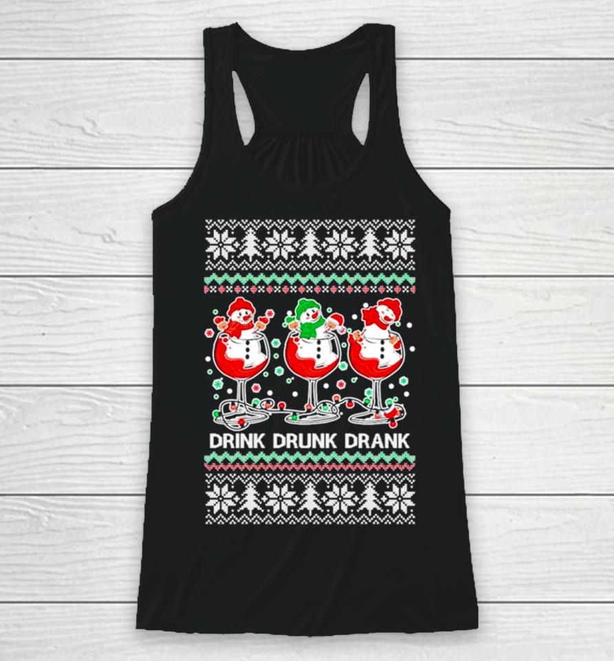 Holiday Spirits Drink Drank Drunk Snowmen Ugly Christmas Racerback Tank