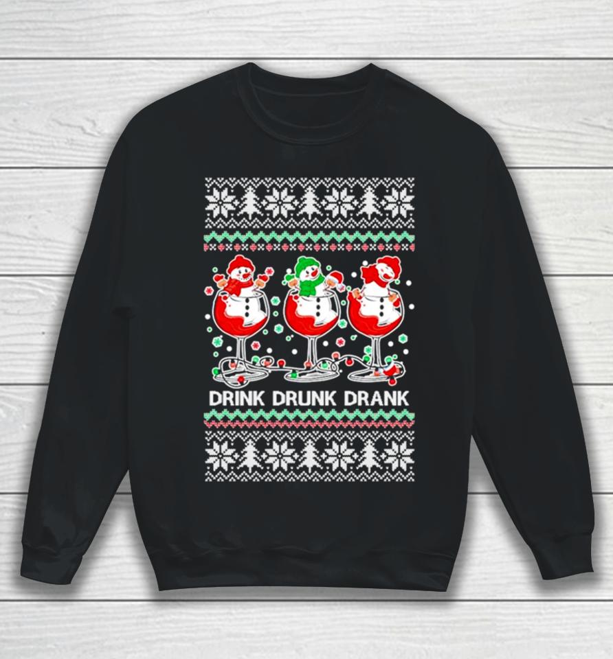 Holiday Spirits Drink Drank Drunk Snowmen Ugly Christmas Sweatshirt