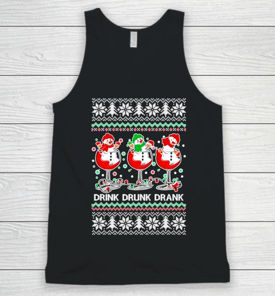 Holiday Spirits Drink Drank Drunk Snowmen Ugly Christmas Unisex Tank Top