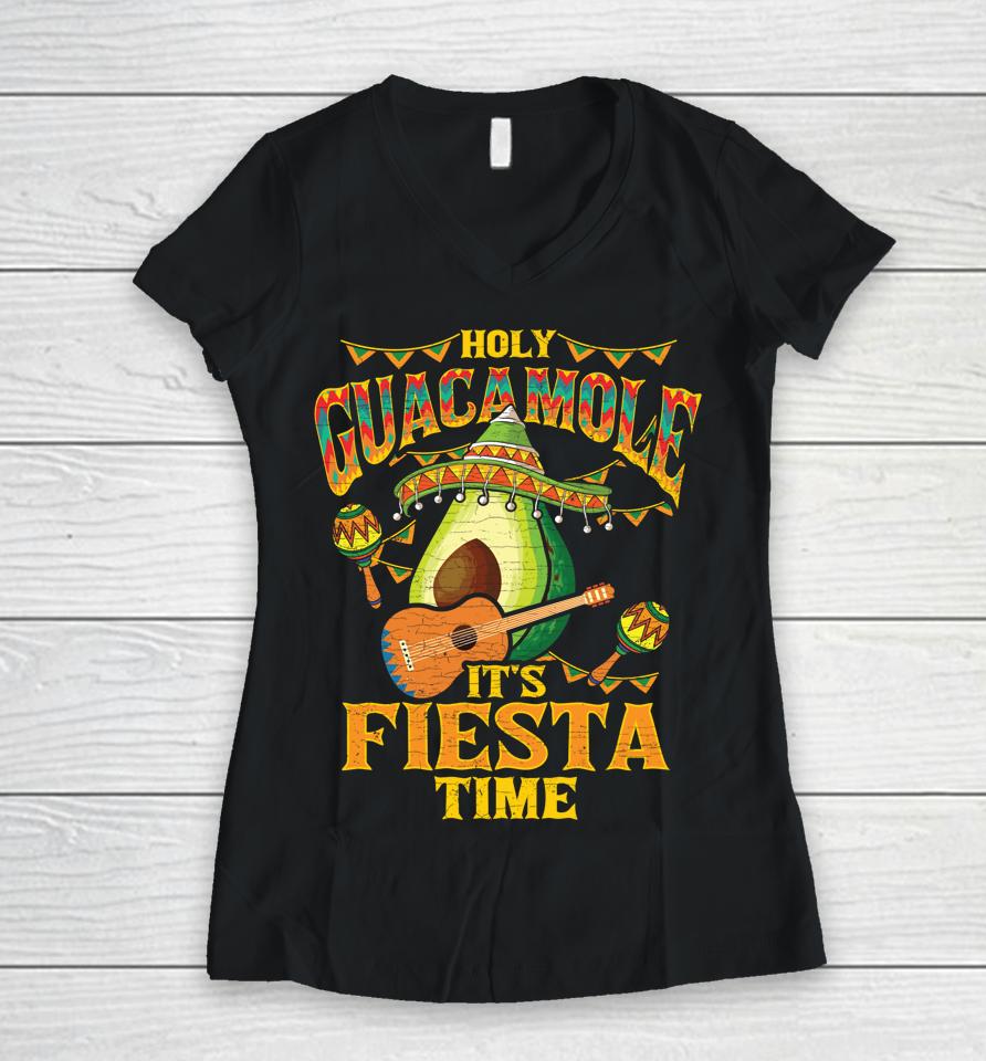 Holy Guacamole Cinco De Mayo Mexican Fiesta Women V-Neck T-Shirt