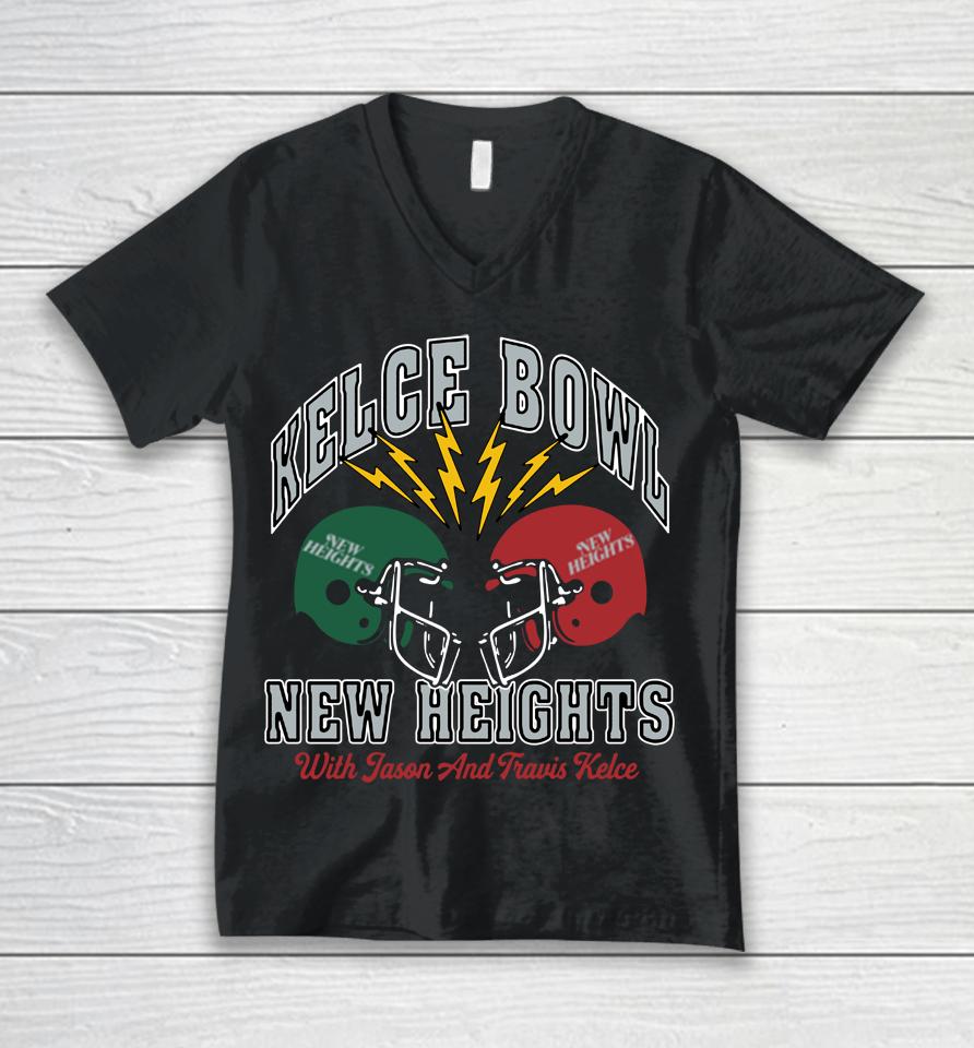 Homage 2023 Kelce Bowl New Heights With Jason Kelce And Travis Kelce Podcast Unisex V-Neck T-Shirt
