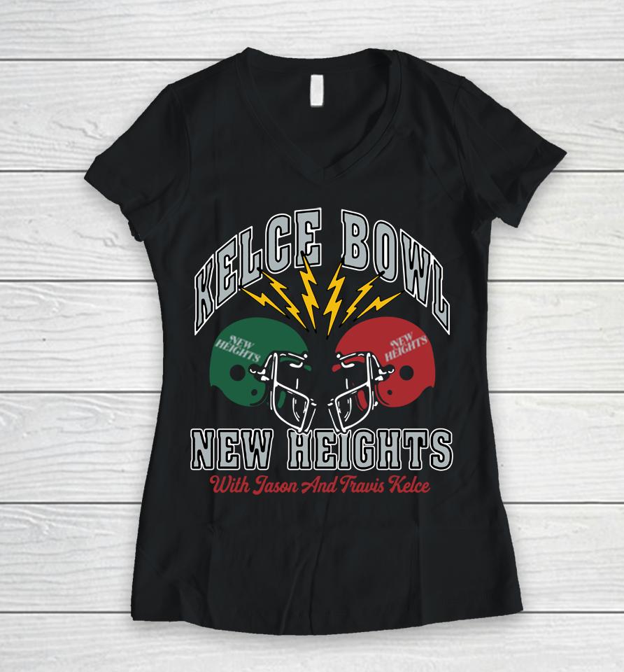 Homage 2023 Kelce Bowl New Heights With Jason Kelce And Travis Kelce Podcast Women V-Neck T-Shirt