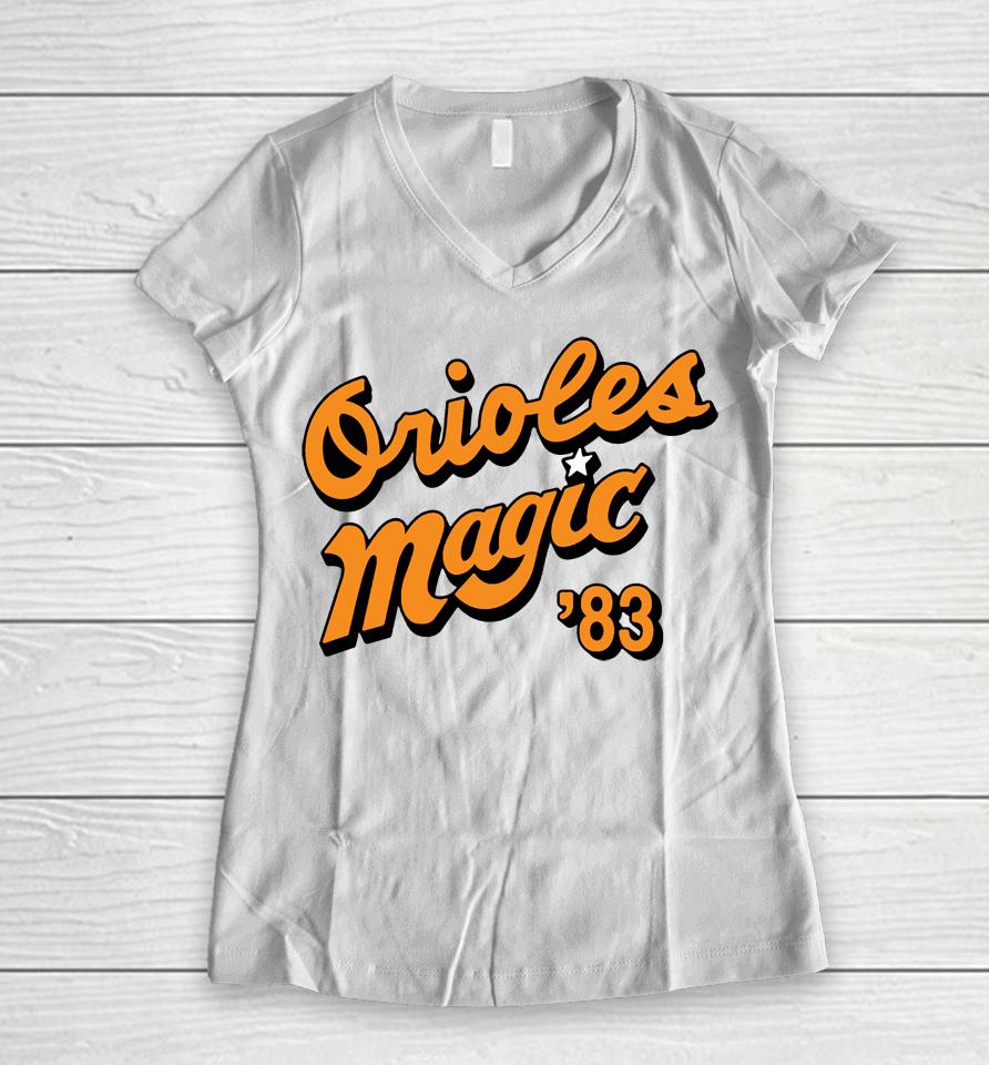 Homage Baltimore Orioles Gray Hyper Local Women V-Neck T-Shirt