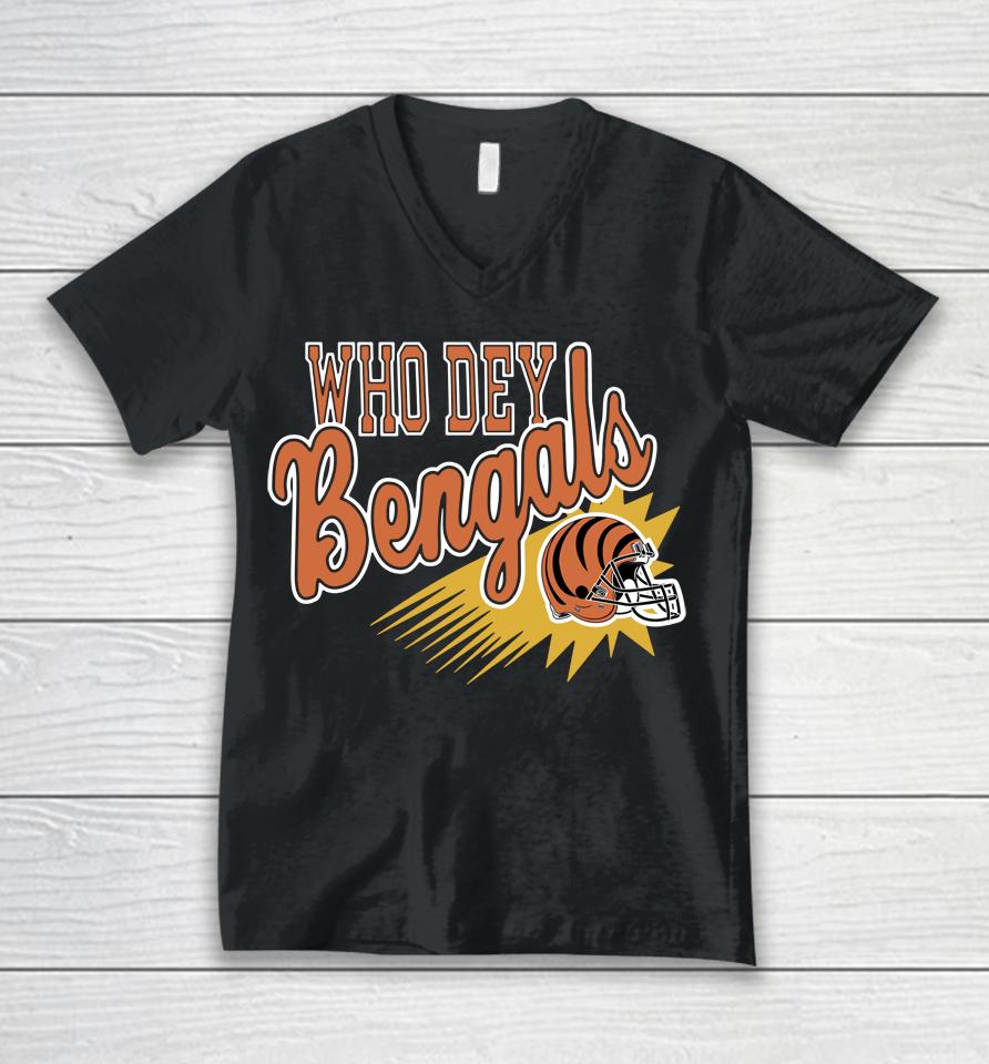 Homage Cincinnati Bengals Who Dey Black Unisex V-Neck T-Shirt