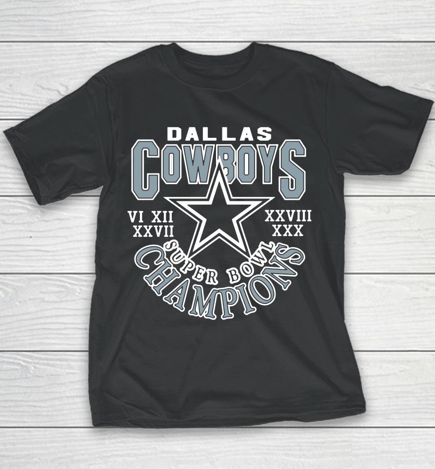 Homage Dallas Cowboys 5 Time Super Bowl Champions Youth T-Shirt