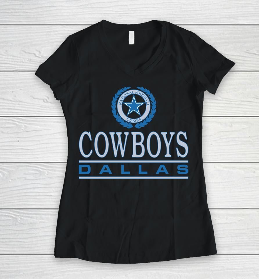 Homage Dallas Cowboys Crest Women V-Neck T-Shirt