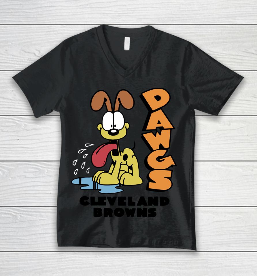 Homage Garfield Odie X Cleveland Browns Unisex V-Neck T-Shirt