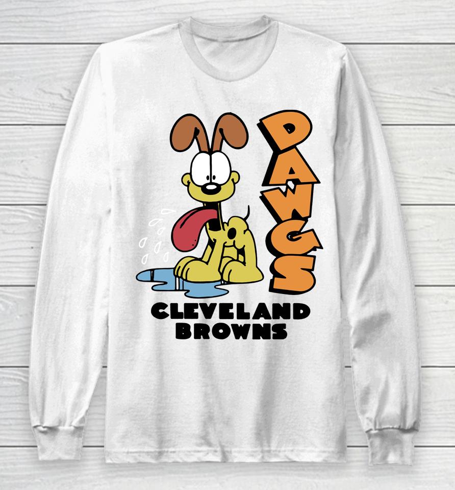 Homage Grey Garfield Odie X Cleveland Browns Long Sleeve T-Shirt