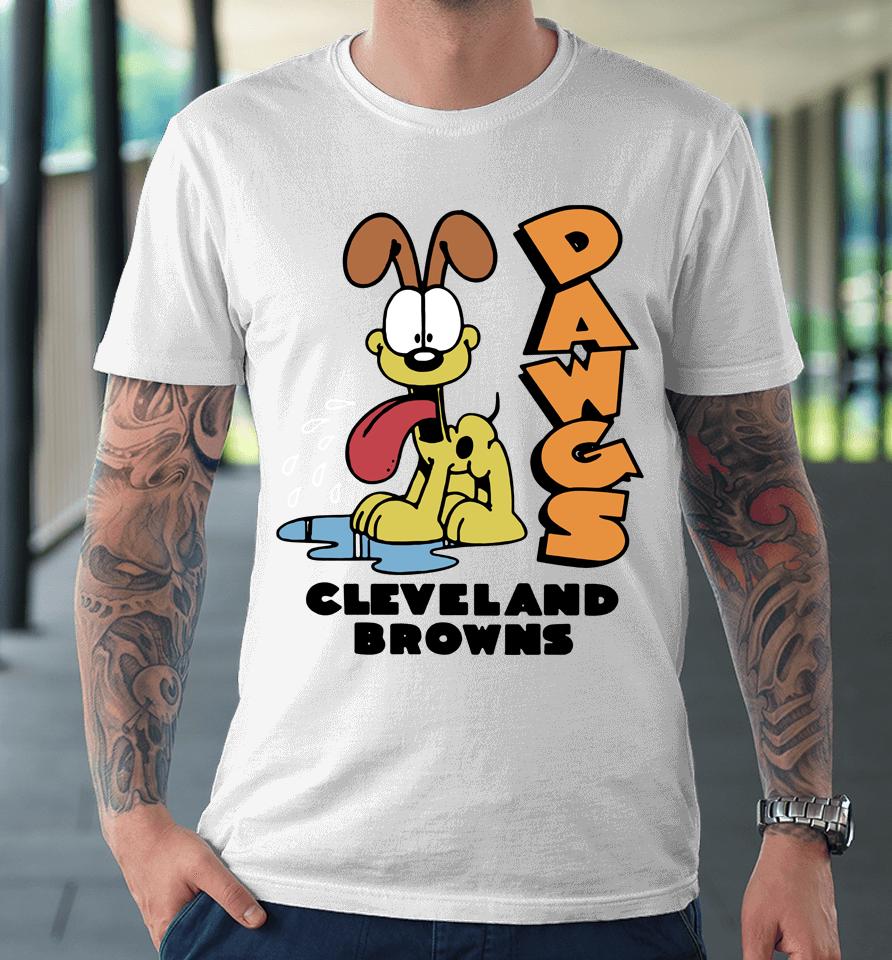Homage Grey Garfield Odie X Cleveland Browns Premium T-Shirt