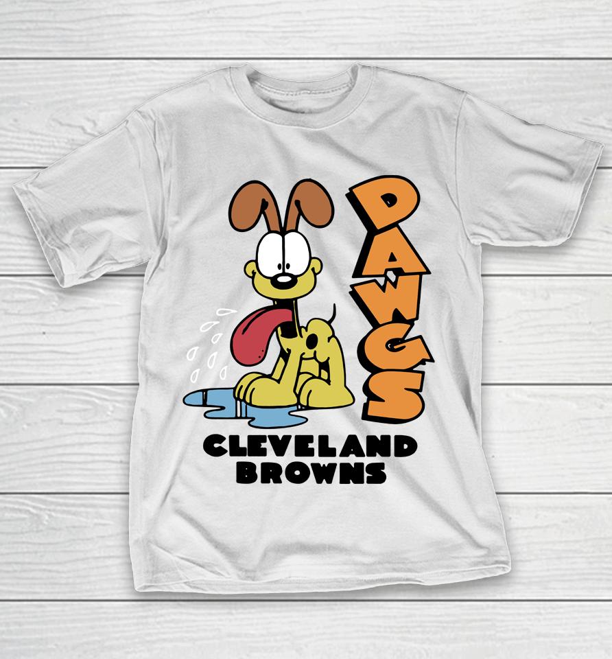 Homage Grey Garfield Odie X Cleveland Browns T-Shirt