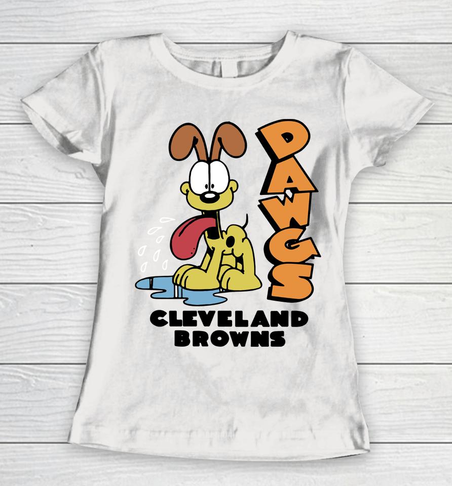 Homage Grey Garfield Odie X Cleveland Browns Women T-Shirt