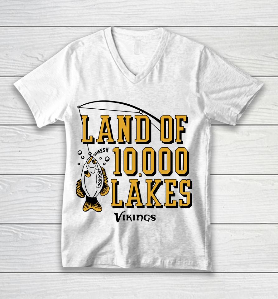 Homage Hyper Local Land Of 10,000 Lakes Minnesota Vikings Unisex V-Neck T-Shirt