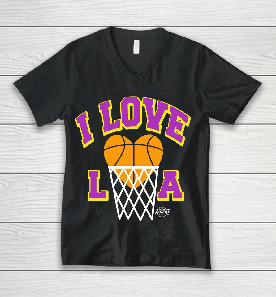 Homage Los Angeles Lakers Hometown I Love La Unisex V-Neck T-Shirt