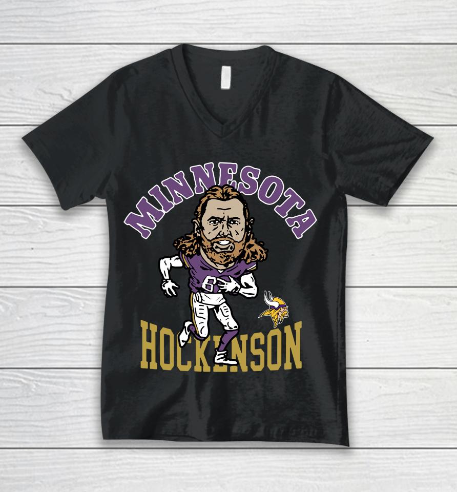 Homage Minnesota Vikings Tj Hockenson Unisex V-Neck T-Shirt