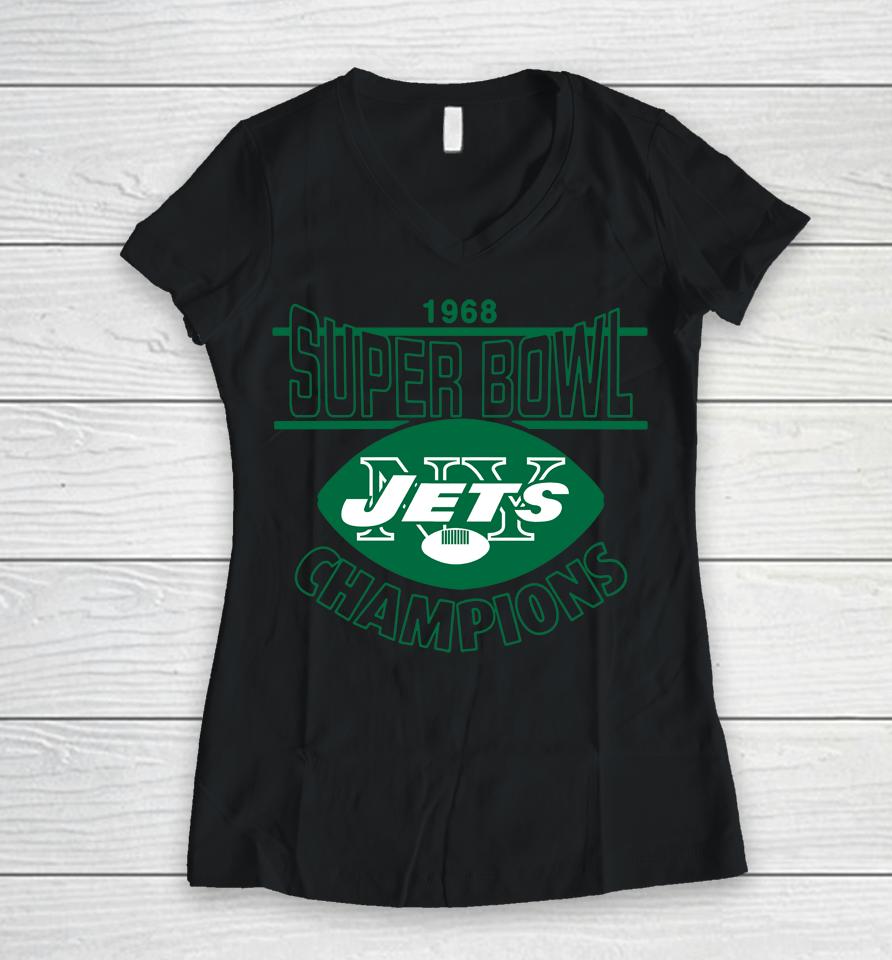Homage New Yorks Jets Super Bowl Iii Champs Women V-Neck T-Shirt