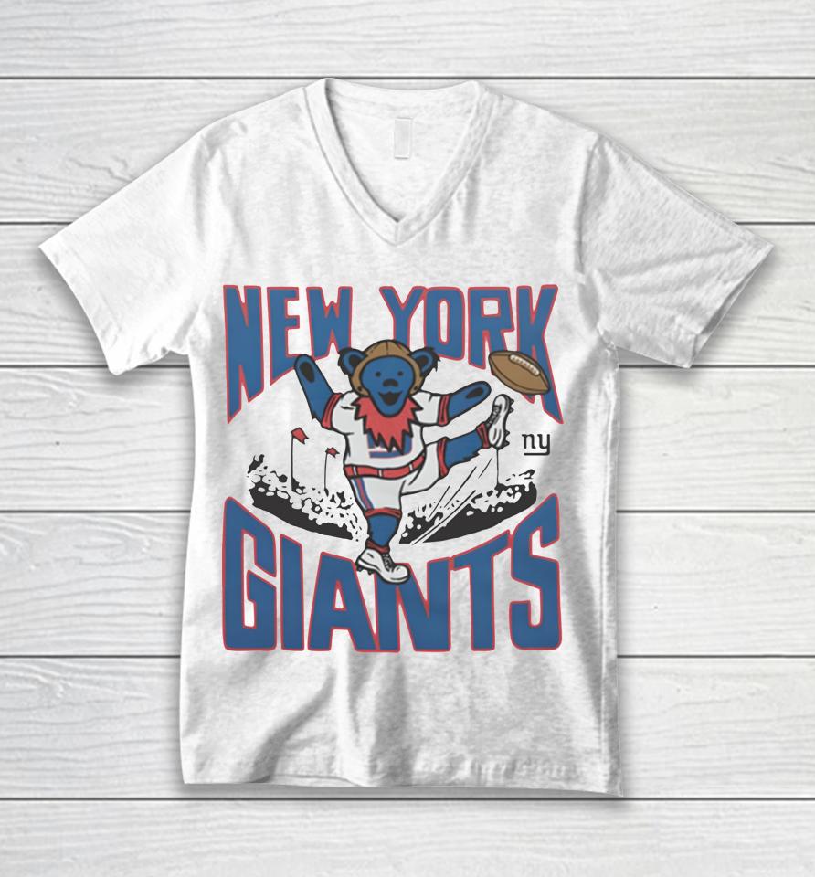 Homage Nfl X Grateful Dead X New York Giants Unisex V-Neck T-Shirt