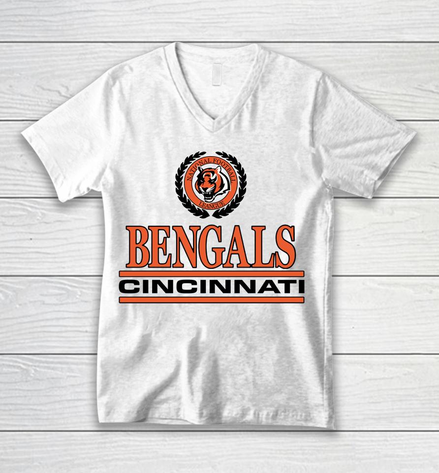 Homage Shop Cincinnati Bengals Crest Unisex V-Neck T-Shirt