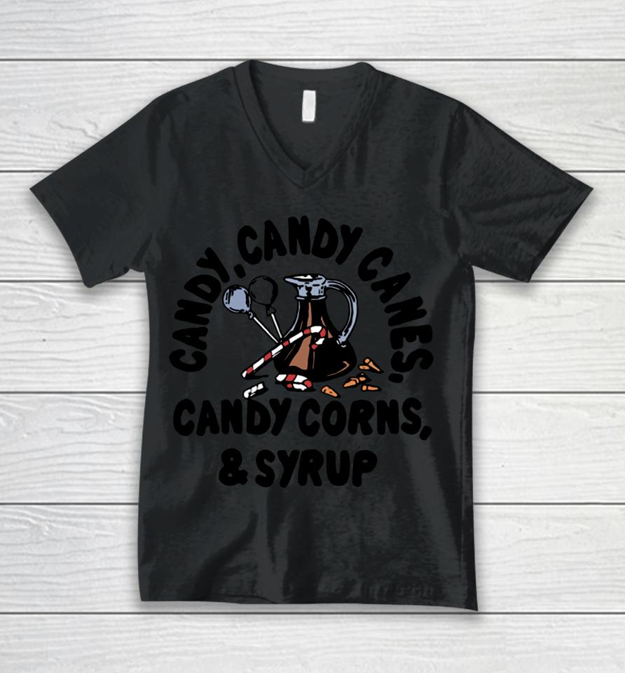 Homage Youth Candy Candy Canes Candy Corns And Syrup Unisex V-Neck T-Shirt