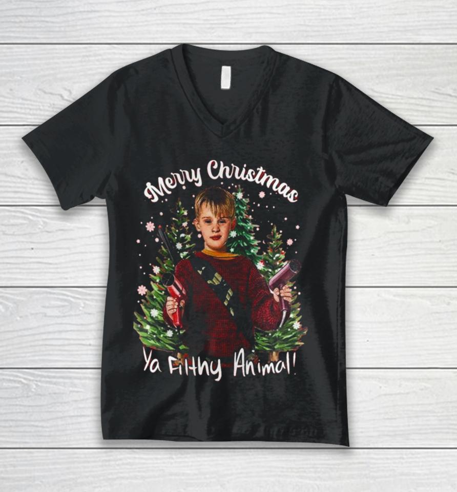 Home Alone Merry Christmas Ya Filthy Animal Unisex V-Neck T-Shirt