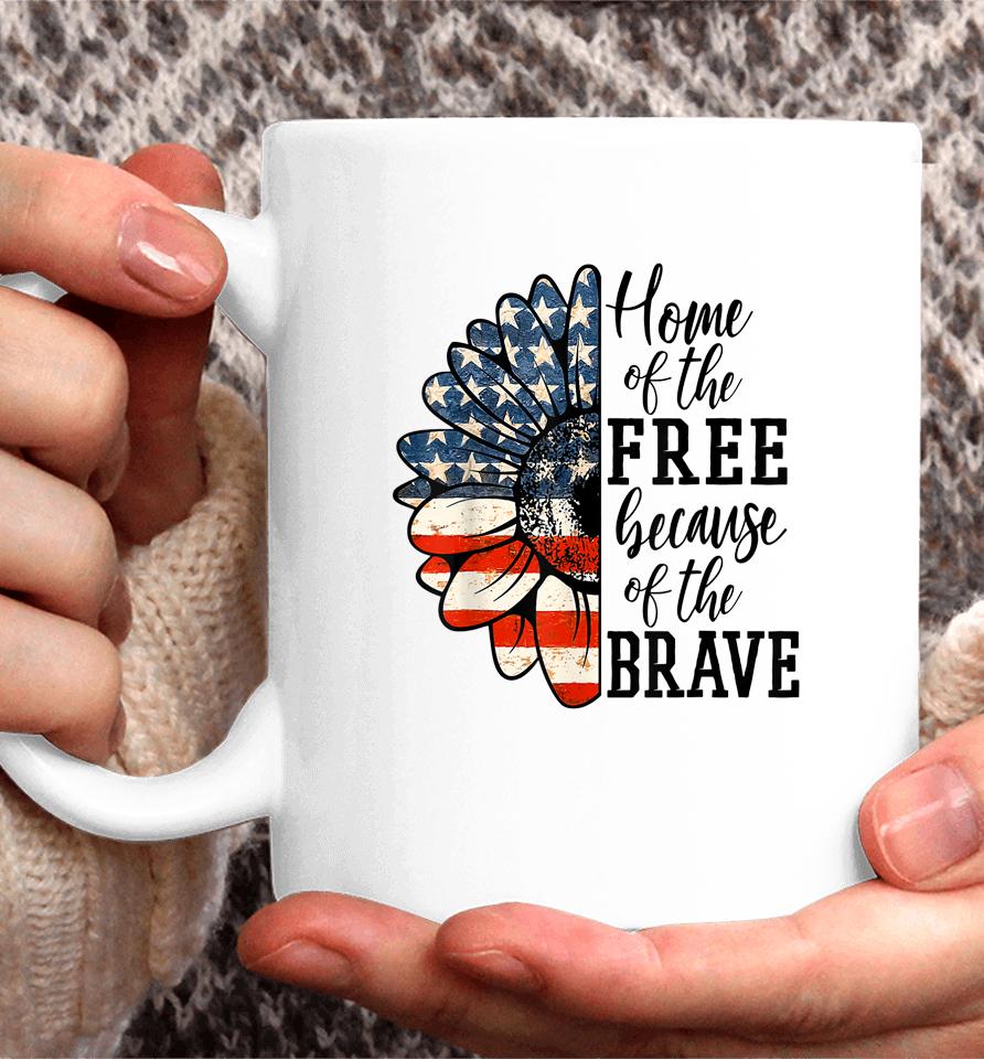 Home Of The Free Because Of The Brave Patriotic Flower Coffee Mug