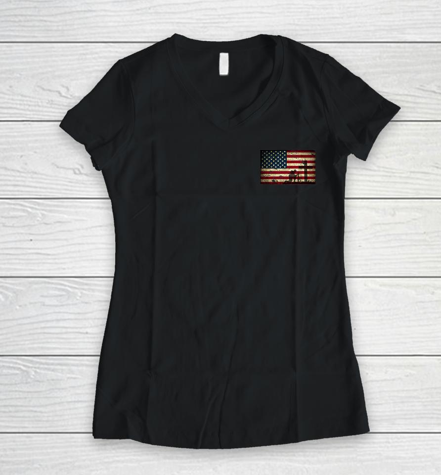 Home Of The Free Because Of The Brave Veterans Women V-Neck T-Shirt