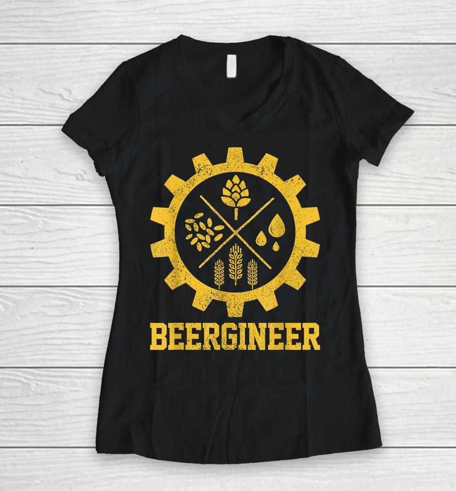 Homebrew Craft Beer Beergineer Women V-Neck T-Shirt