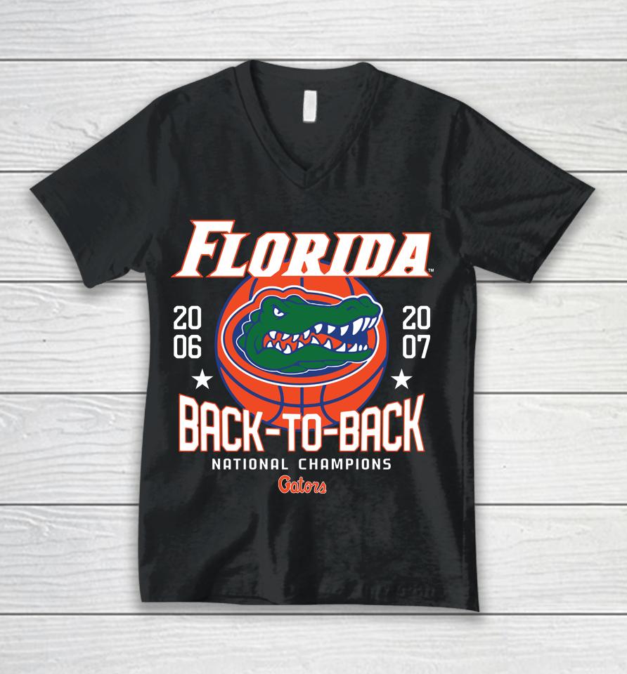 Homefield Florida Gators Back To Back Basketball Champs Unisex V-Neck T-Shirt