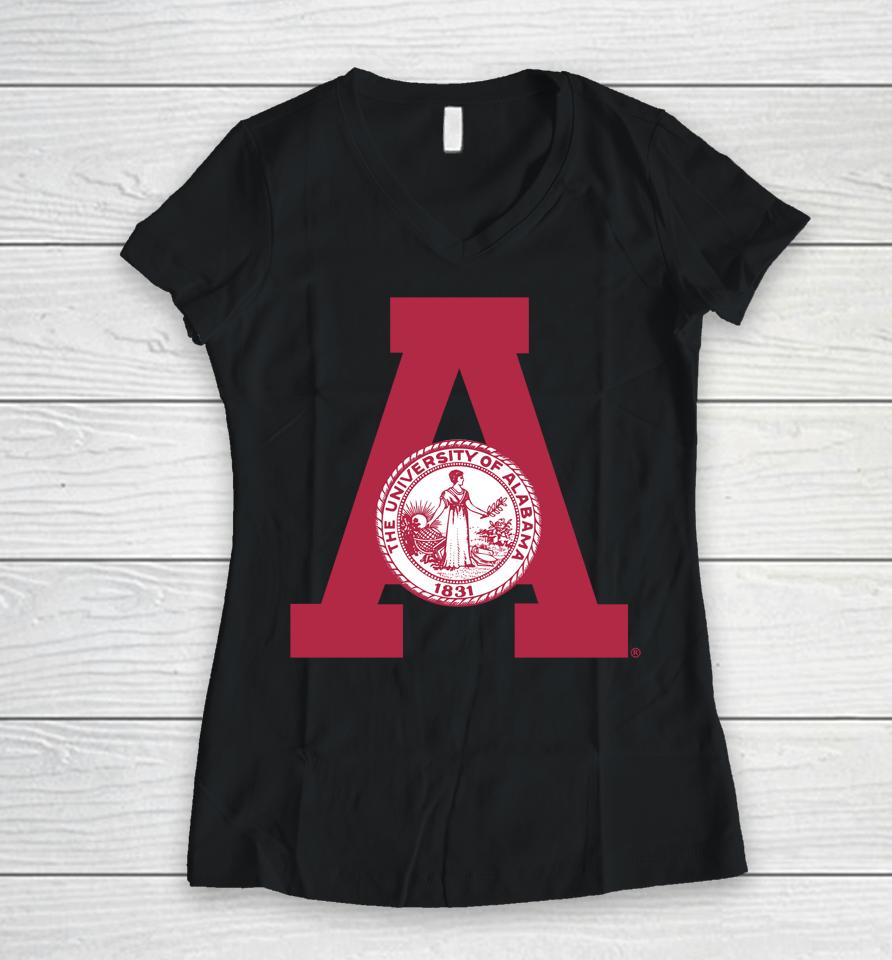 Homefield White Vintage University Of Alabama Seal Women V-Neck T-Shirt