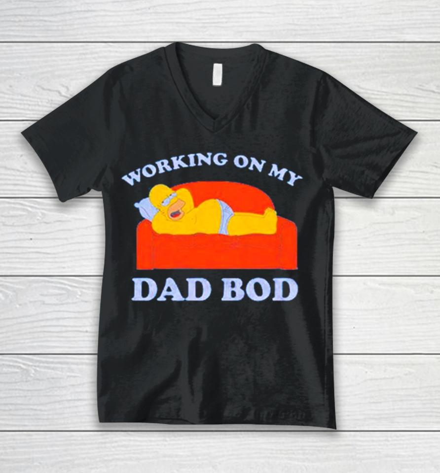 Homer Simpson Working On My Dad Bod Unisex V-Neck T-Shirt