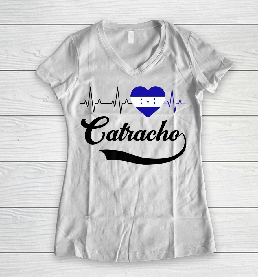 Honduras Flag Boy Men Honduran Catracho Pride Heart Love Women V-Neck T-Shirt