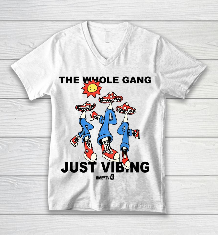 Honey Tv The Whole Gang Just Vibing Unisex V-Neck T-Shirt