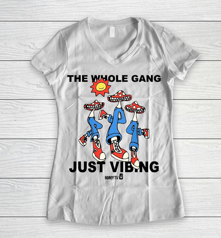 Honey Tv The Whole Gang Just Vibing Women V-Neck T-Shirt