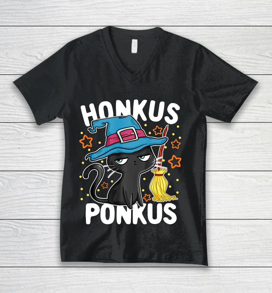 Honkus Ponkus Halloween Cute Hocus Witches Pocus Unisex V-Neck T-Shirt