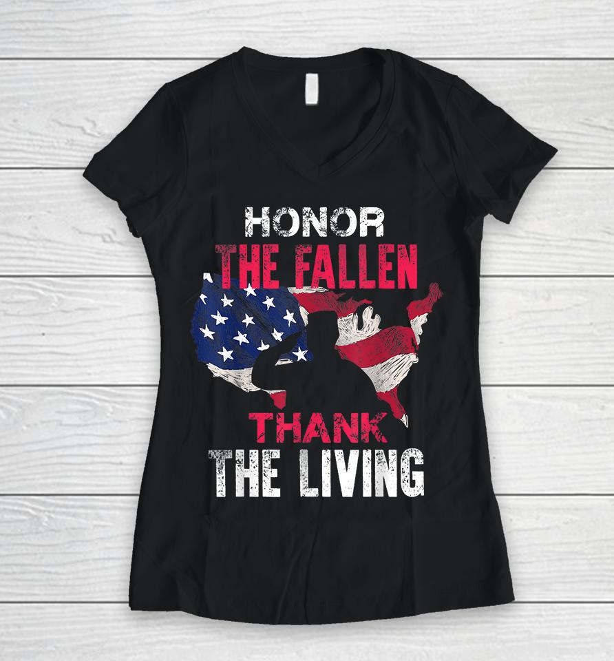 Honor The Fallen Thank The Living Women V-Neck T-Shirt