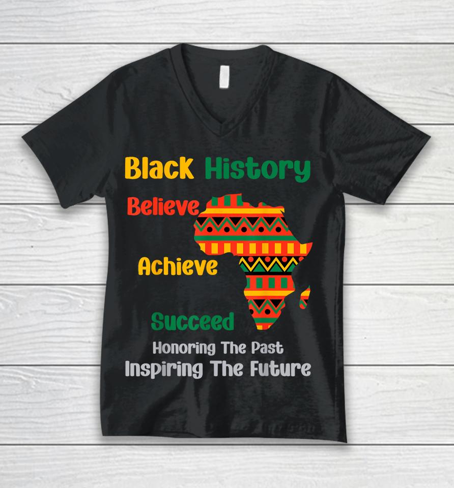 Honoring Past Inspiring Future Black History Month African Unisex V-Neck T-Shirt