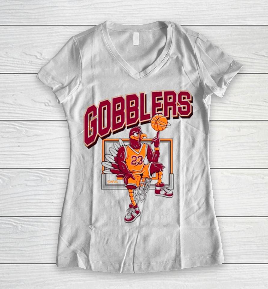 Hoopin’ Gobblers Basketball Women V-Neck T-Shirt