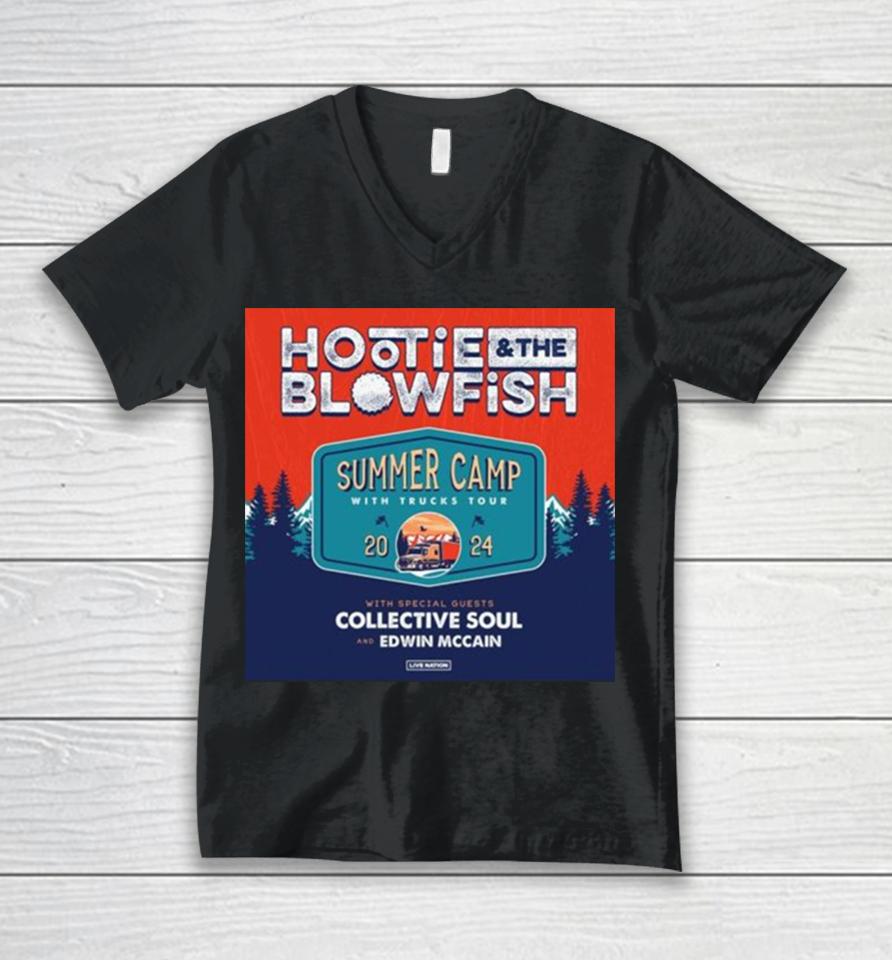 Hootie &Amp; The Blowfish Tap Collective Soul And Edwin Mccain For Summer Camp With Trucks Tour 2024 Unisex V-Neck T-Shirt