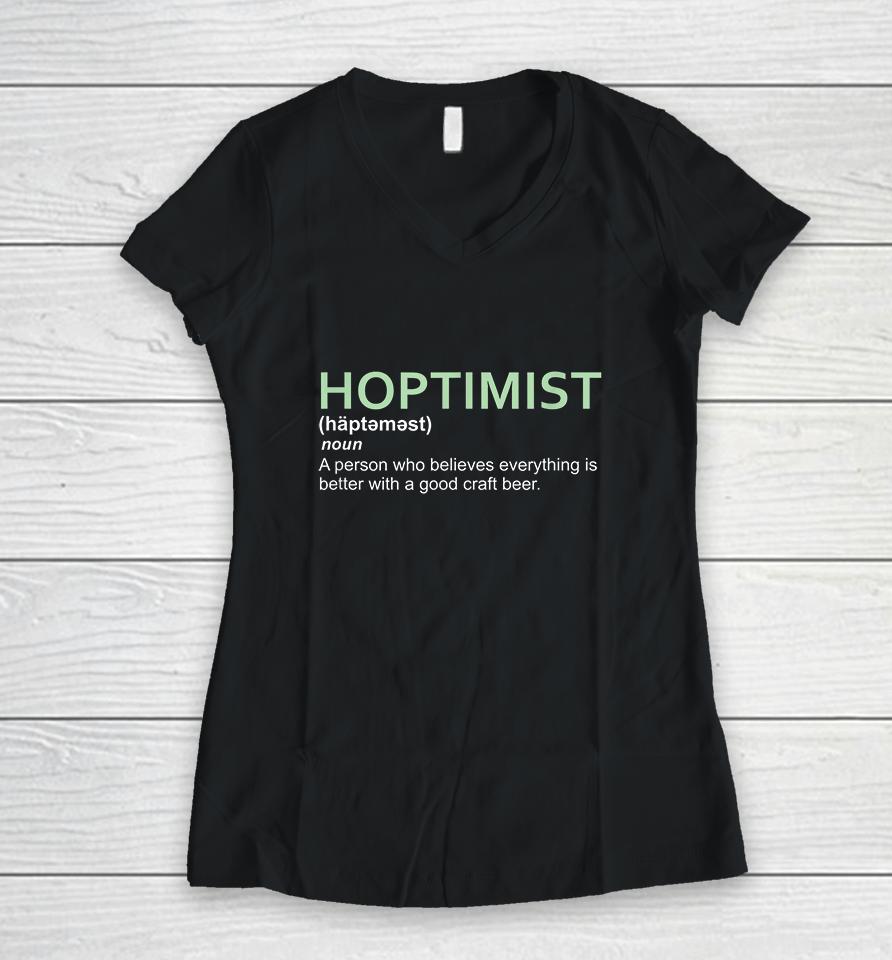 Hoptimist Definition Craft Beer Women V-Neck T-Shirt