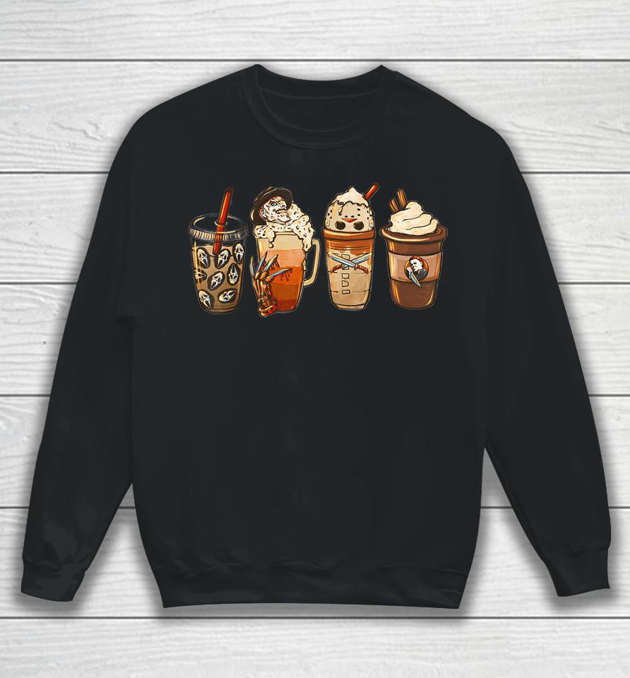 Horror Movie And Coffee Halloween Spooky Season Fall Coffee Sweatshirt