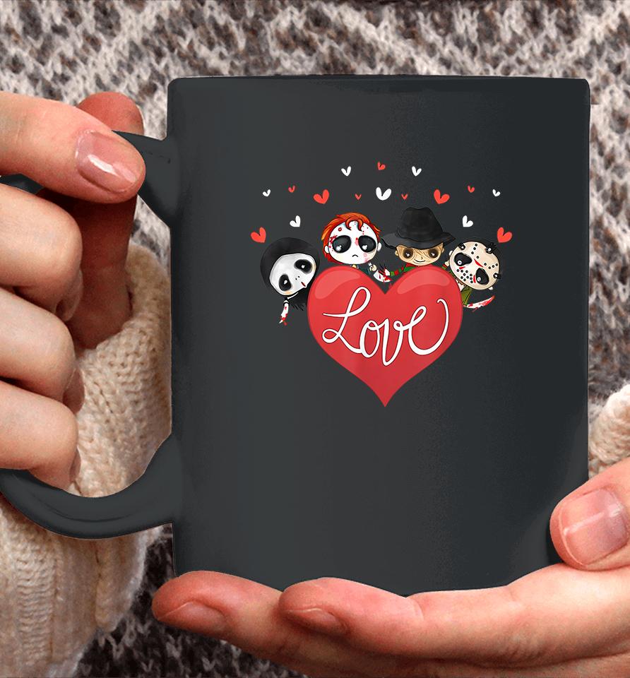 Horror Movie Character Chibi With Heart Love Valentine's Day Coffee Mug