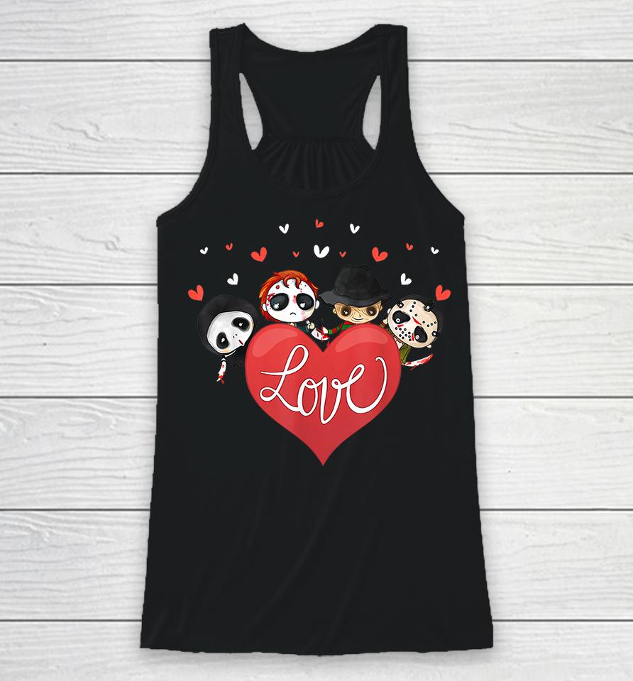 Horror Movie Character Chibi With Heart Love Valentine's Day Racerback Tank