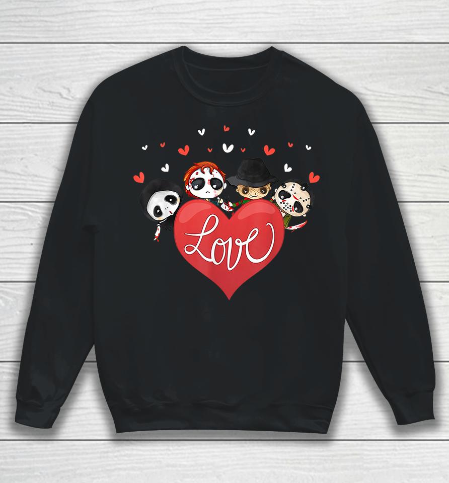 Horror Movie Character Chibi With Heart Love Valentine's Day Sweatshirt