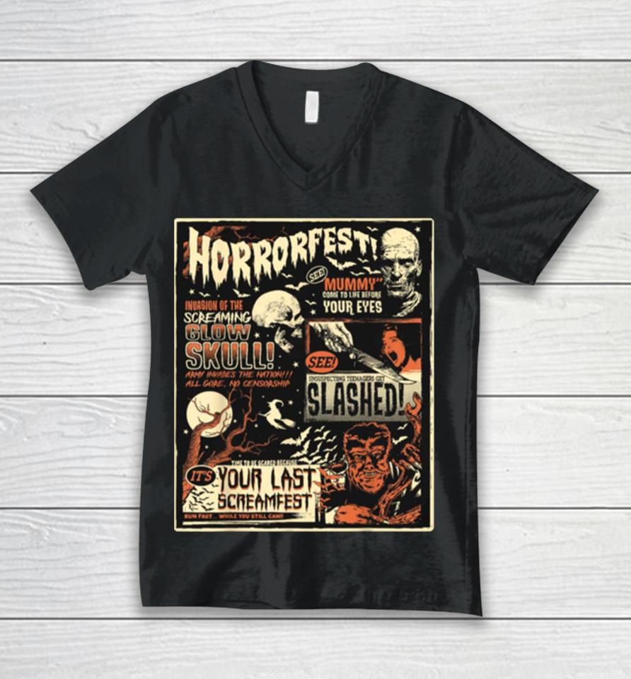 Horrorfest Movie Terror Old Time Halloween Unisex V-Neck T-Shirt