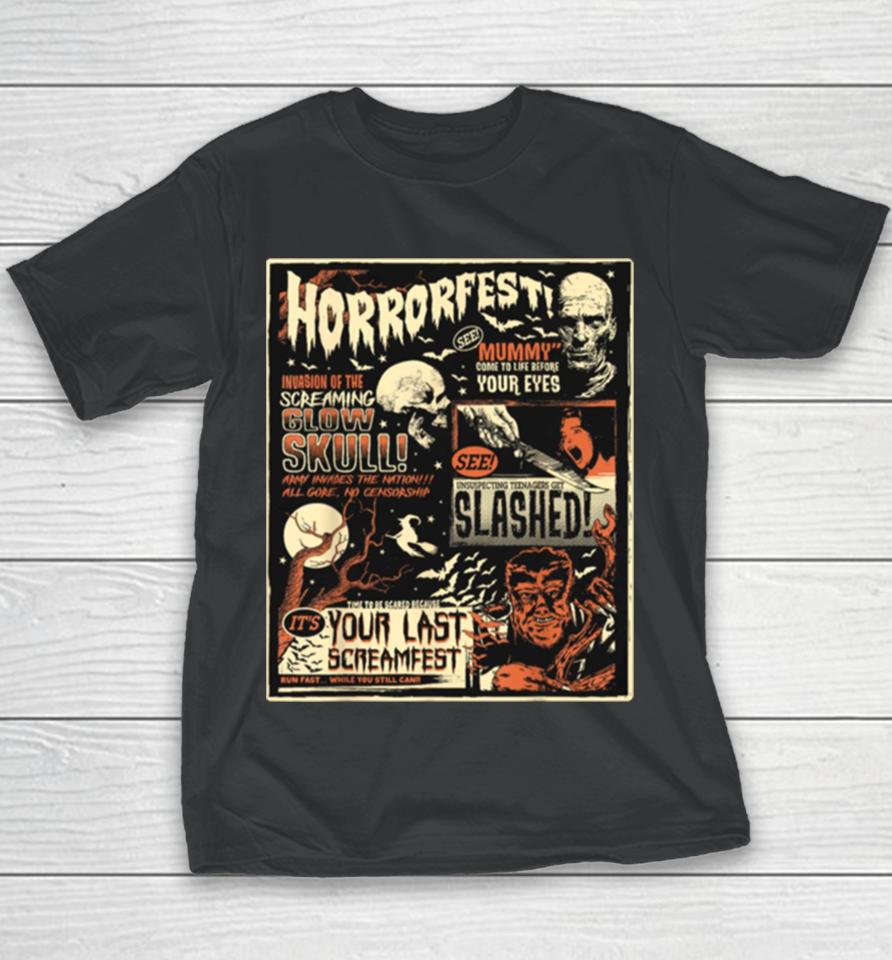 Horrorfest Movie Terror Old Time Halloween Youth T-Shirt