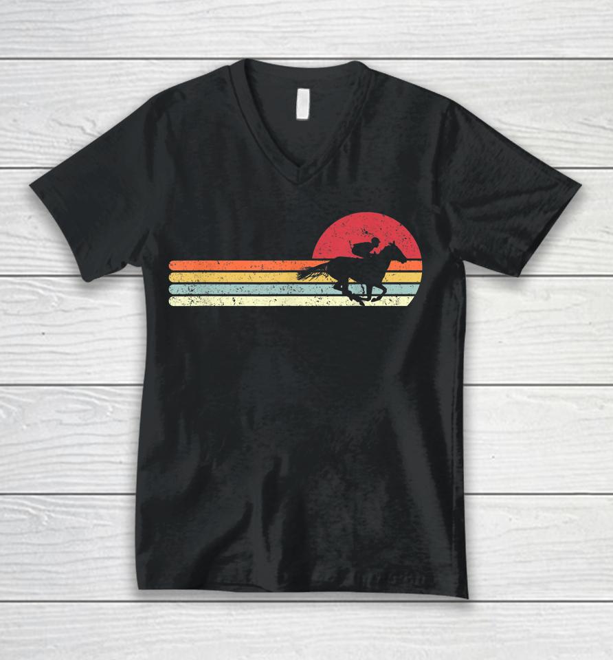 Horse Racing Retro Unisex V-Neck T-Shirt