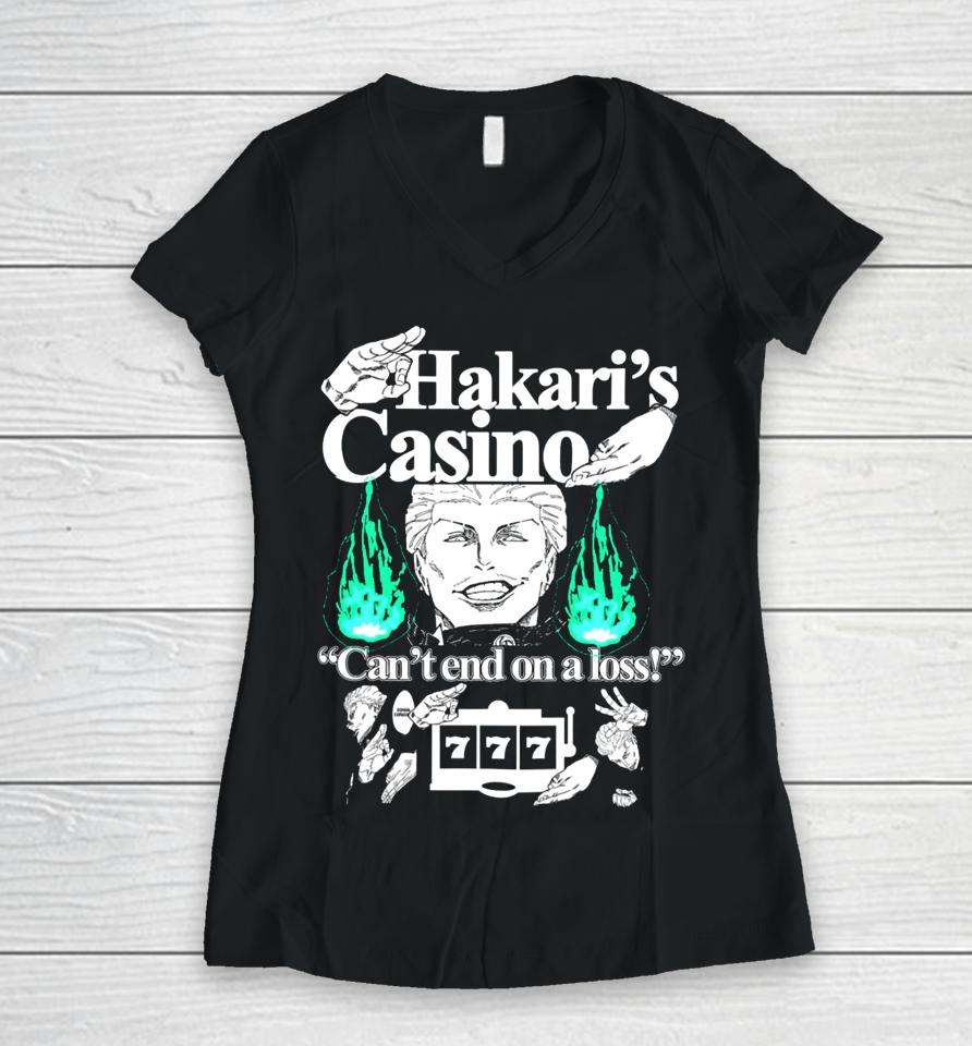 Hoshipieces Hakari's Casino Can't End On A Loss Women V-Neck T-Shirt