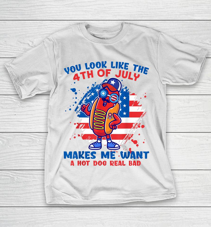 Hot Dog Glasses Makes Me Want You Look Like 4Th-7 Day T-Shirt