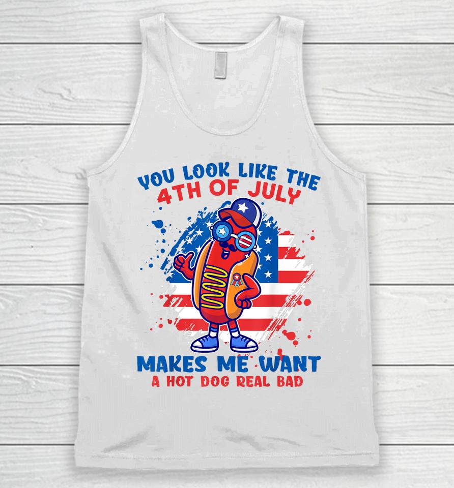 Hot Dog Glasses Makes Me Want You Look Like 4Th-7 Day Unisex Tank Top
