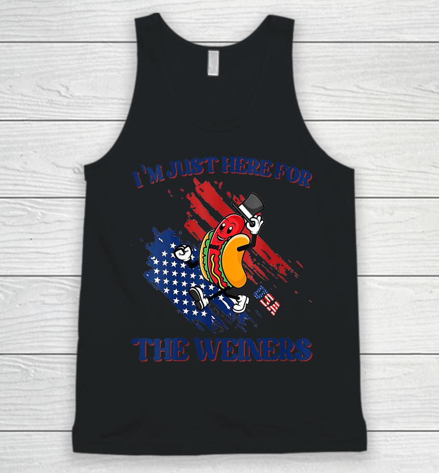 Hot Dog I'm Just Here For The Wieners Funny 4Th Of July Unisex Tank Top