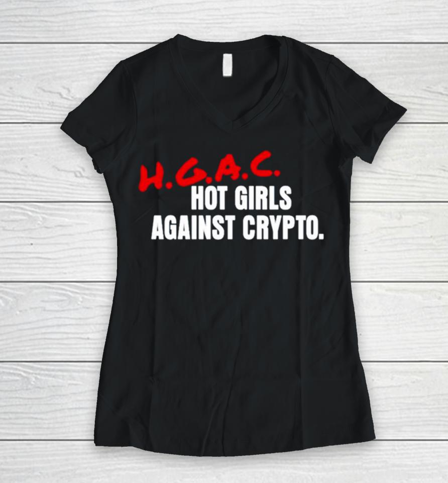 Hot Girls Against Crypto Hgac Women V-Neck T-Shirt